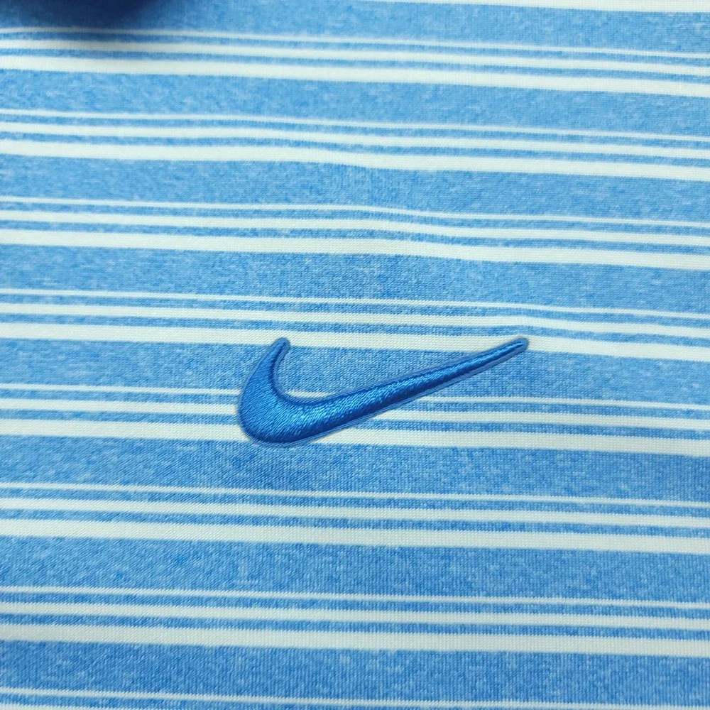 Nike Golf Dri-FIT Blue White Striped Polo Shirt XL BV0269-402 Mens Standard Fit